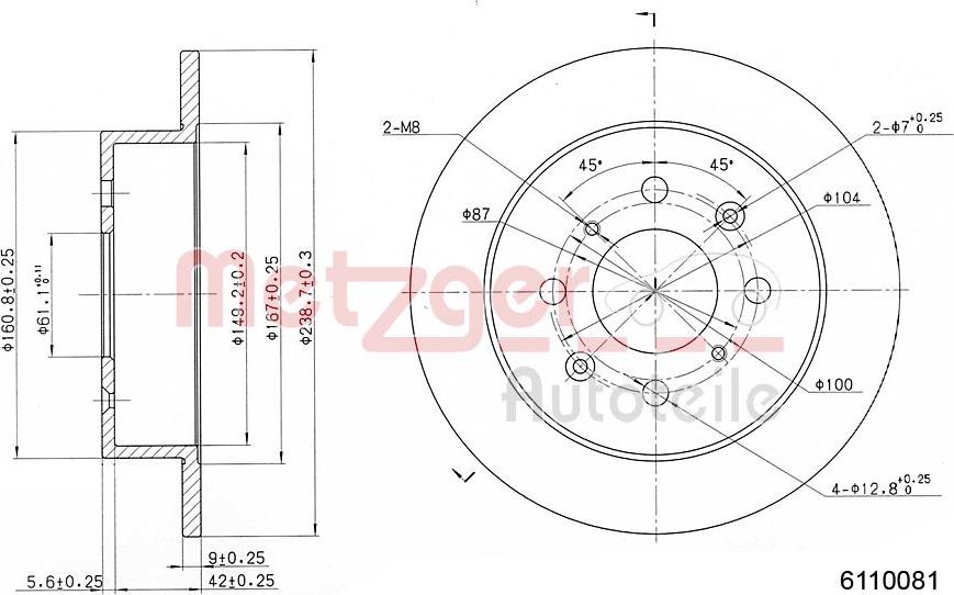 Metzger 6110081 - Гальмівний диск autozip.com.ua