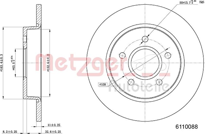 Metzger 6110088 - Гальмівний диск autozip.com.ua