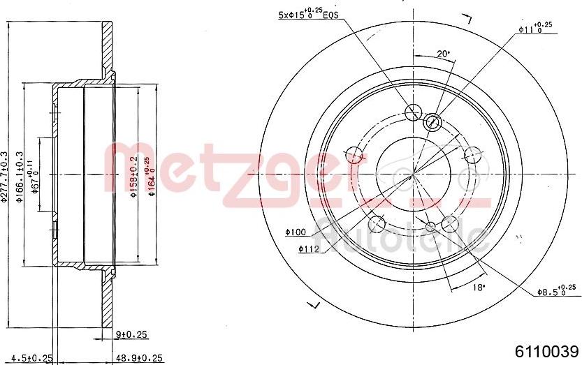 Metzger 6110039 - Гальмівний диск autozip.com.ua