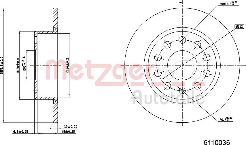 Metzger 6110036 - Гальмівний диск autozip.com.ua