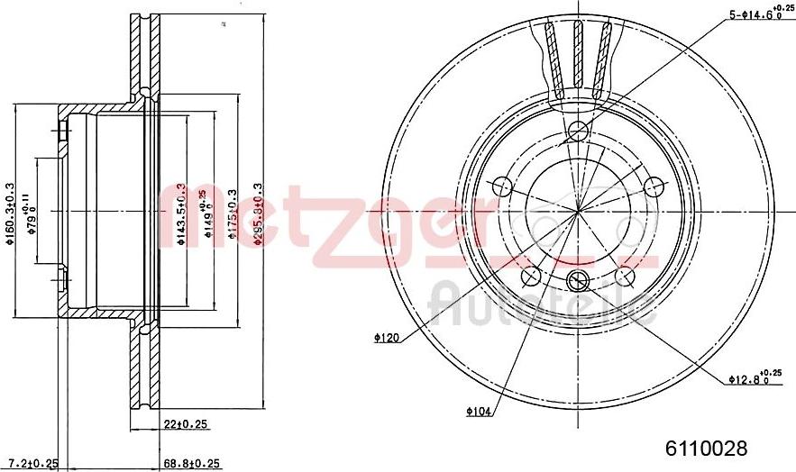 Metzger 6110028 - Гальмівний диск autozip.com.ua