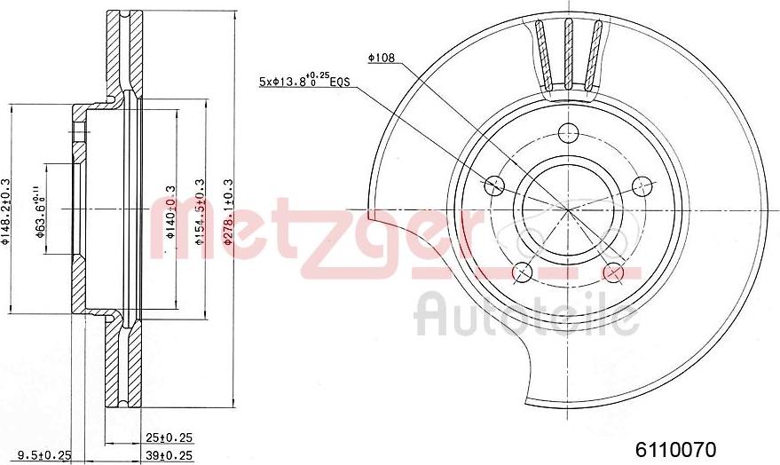 Metzger 6110070 - Гальмівний диск autozip.com.ua