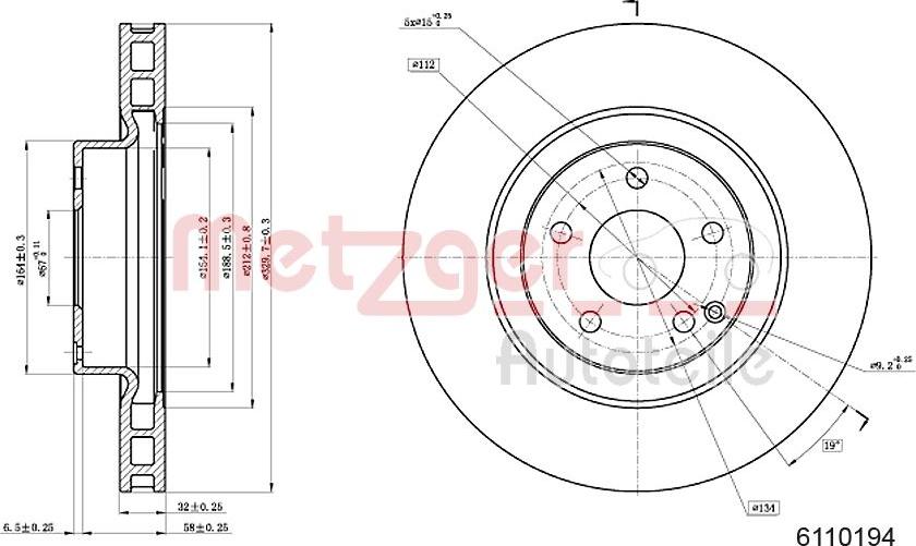 Metzger 6110194 - Гальмівний диск autozip.com.ua