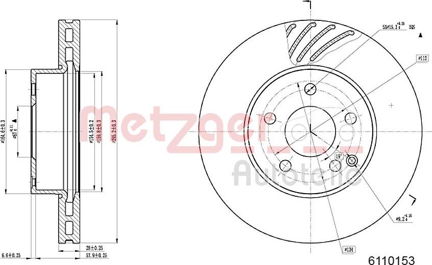 Metzger 6110153 - Гальмівний диск autozip.com.ua