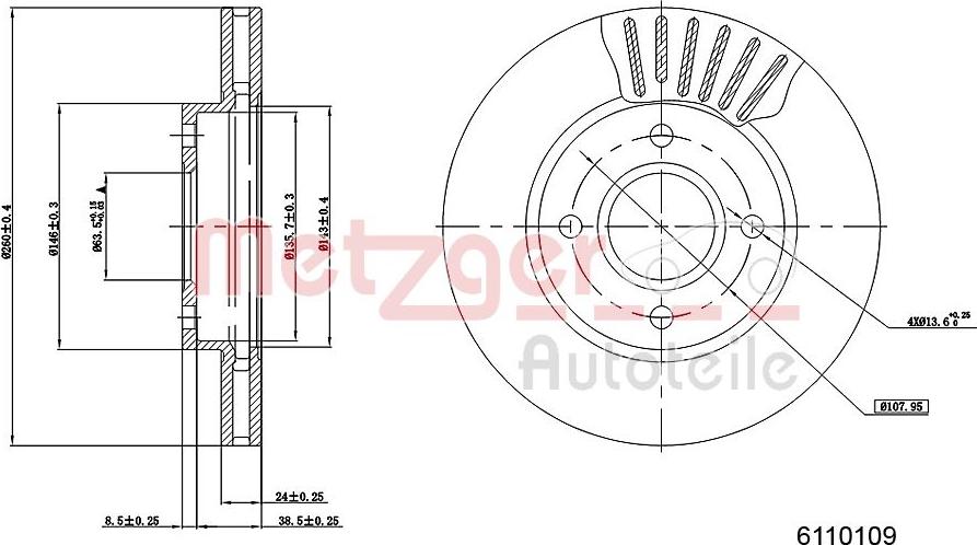 Metzger 6110109 - Гальмівний диск autozip.com.ua