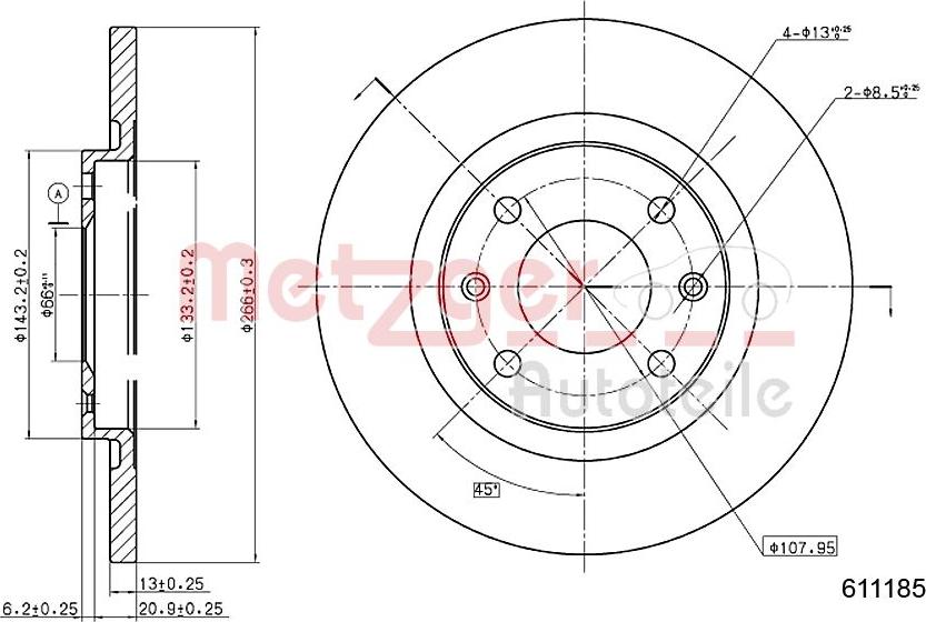 Metzger 6110185 - Гальмівний диск autozip.com.ua