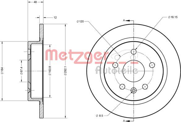 Metzger 6110188 - Гальмівний диск autozip.com.ua