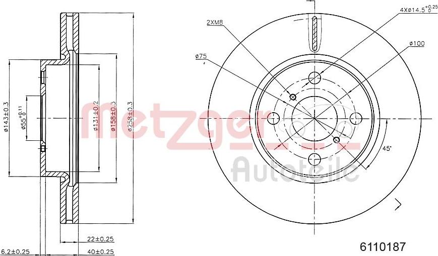 Metzger 6110187 - Гальмівний диск autozip.com.ua