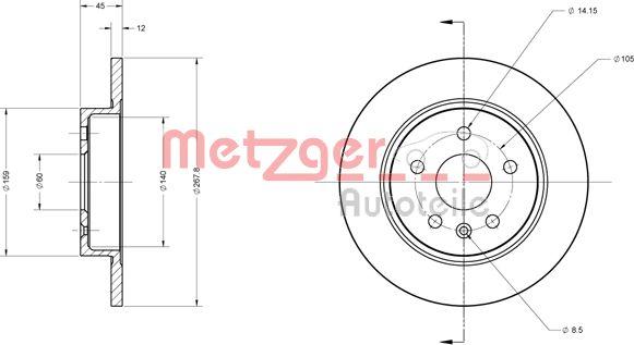 Metzger 6110130 - Гальмівний диск autozip.com.ua