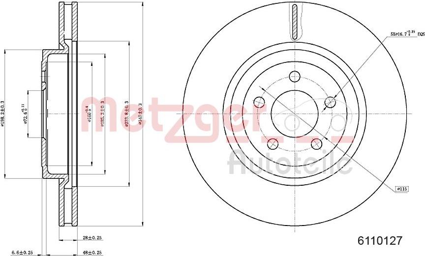 Metzger 6110127 - Гальмівний диск autozip.com.ua