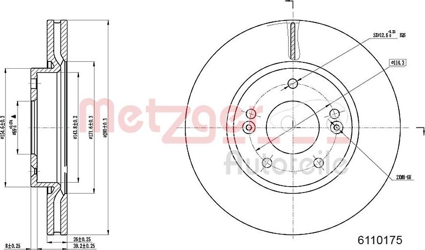 Metzger 6110175 - Гальмівний диск autozip.com.ua