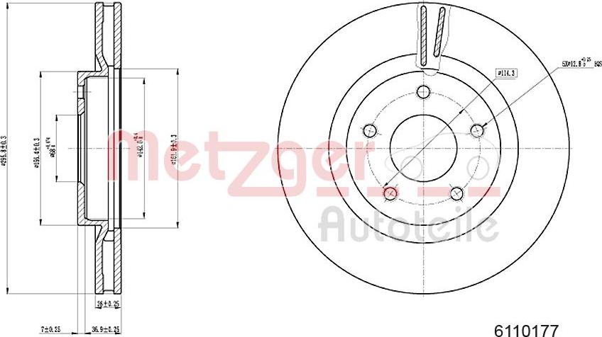 Metzger 6110177 - Гальмівний диск autozip.com.ua