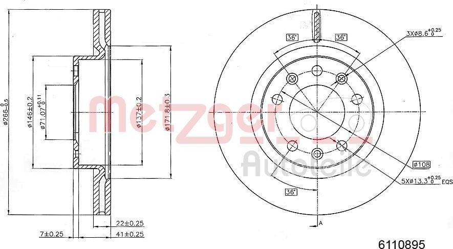 Metzger 6110895 - Гальмівний диск autozip.com.ua