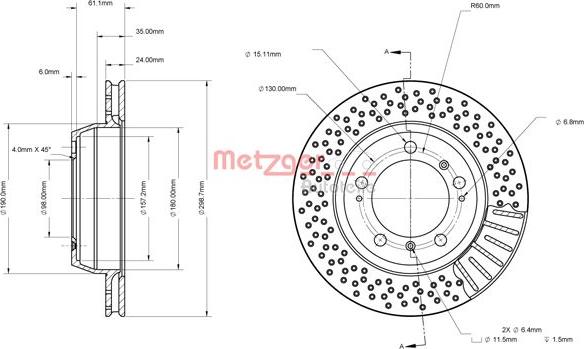 Metzger 6110841 - Гальмівний диск autozip.com.ua