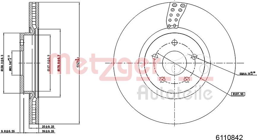 Metzger 6110842 - Гальмівний диск autozip.com.ua