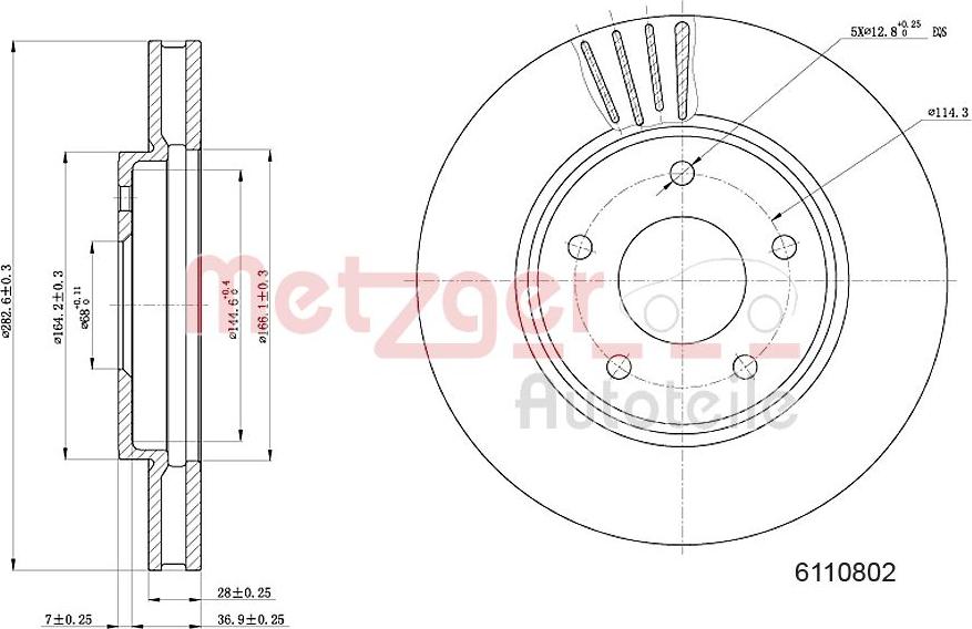 Metzger 6110802 - Гальмівний диск autozip.com.ua