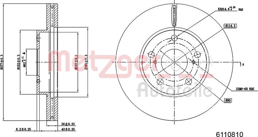 Metzger 6110810 - Гальмівний диск autozip.com.ua