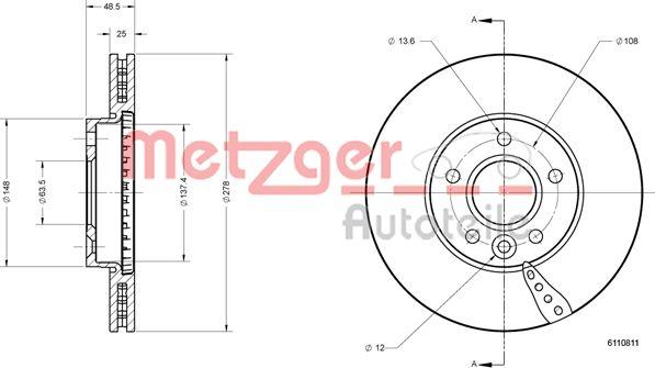 Metzger 6110811 - Гальмівний диск autozip.com.ua