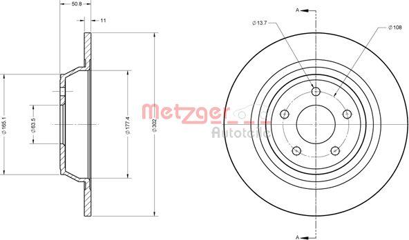 Metzger 6110813 - Гальмівний диск autozip.com.ua