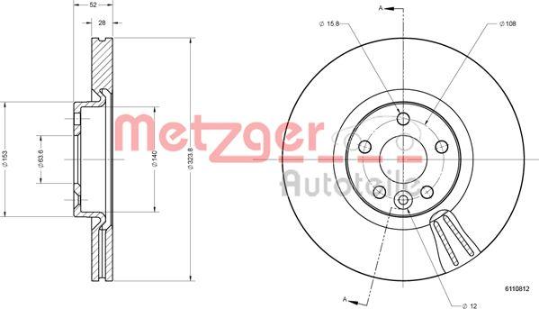 Metzger 6110812 - Гальмівний диск autozip.com.ua
