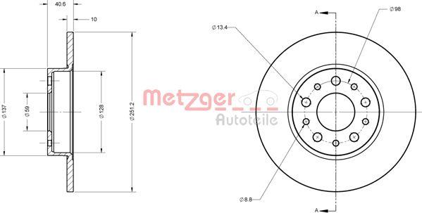 Metzger 6110828 - Гальмівний диск autozip.com.ua