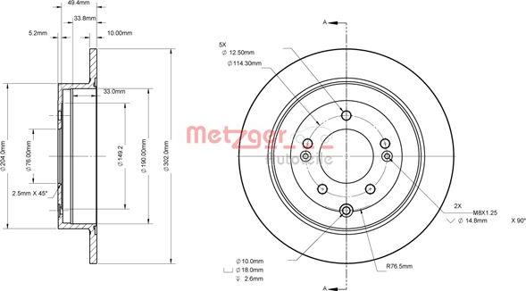 Metzger 6110879 - Гальмівний диск autozip.com.ua