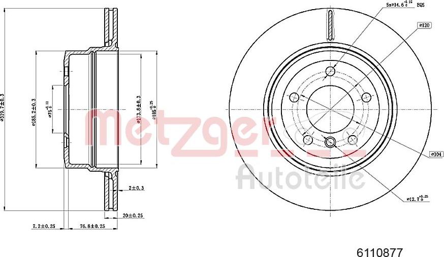 Metzger 6110877 - Гальмівний диск autozip.com.ua