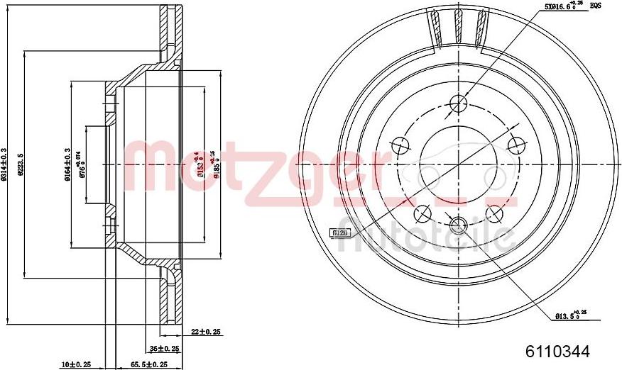 Metzger 6110344 - Гальмівний диск autozip.com.ua