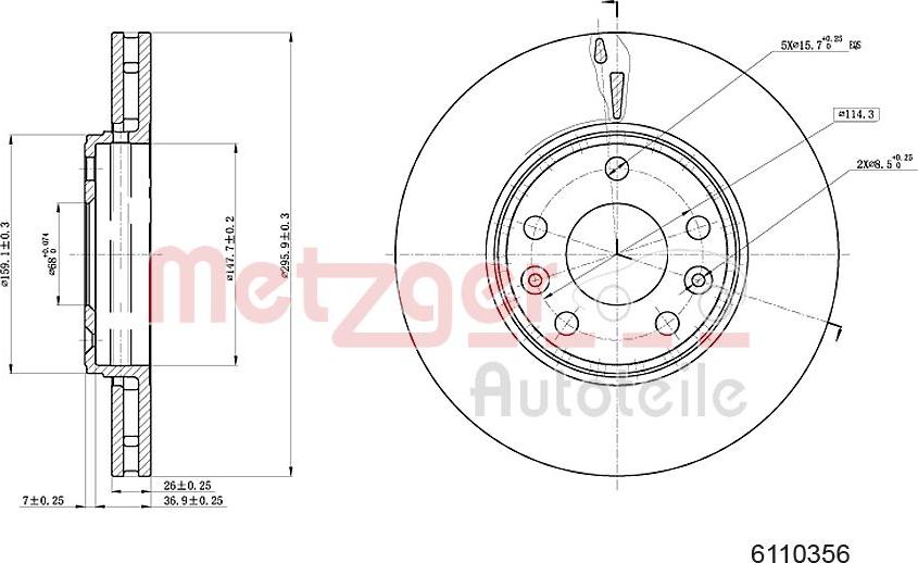 Metzger 6110356 - Гальмівний диск autozip.com.ua