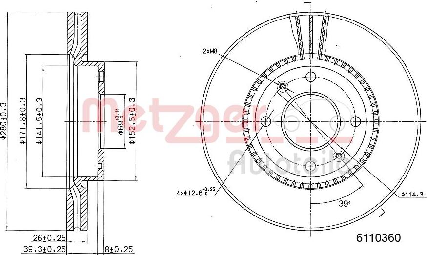 Metzger 6110360 - Гальмівний диск autozip.com.ua