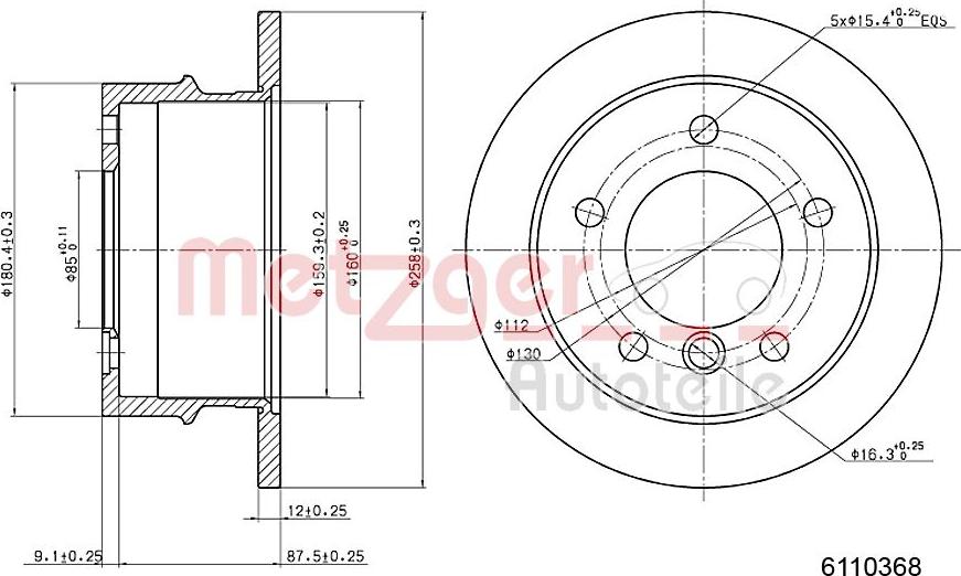 Metzger 6110368 - Гальмівний диск autozip.com.ua