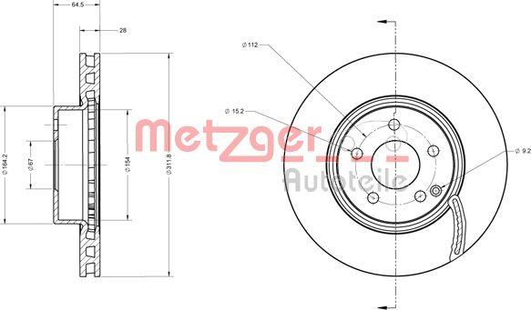 Metzger 6110304 - Гальмівний диск autozip.com.ua