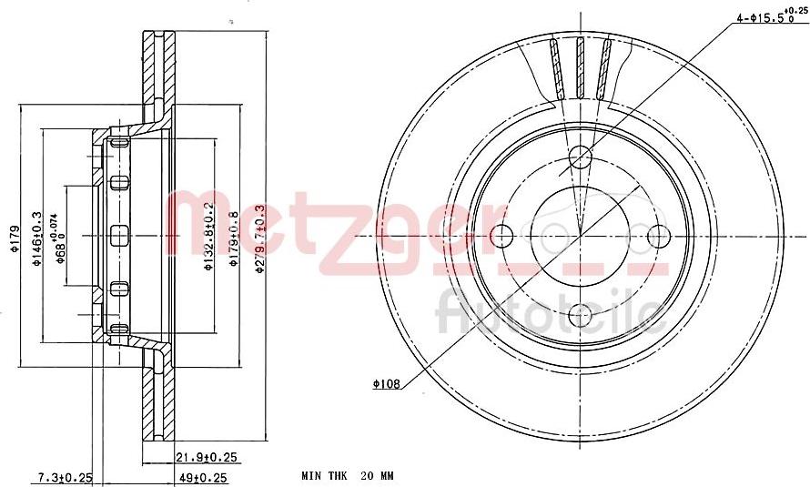 Metzger 6110305 - Гальмівний диск autozip.com.ua