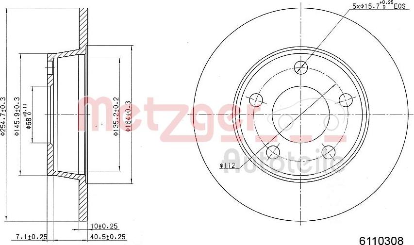 Metzger 6110308 - Гальмівний диск autozip.com.ua