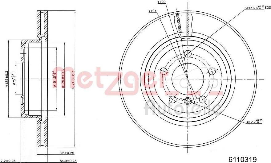 Metzger 6110319 - Гальмівний диск autozip.com.ua