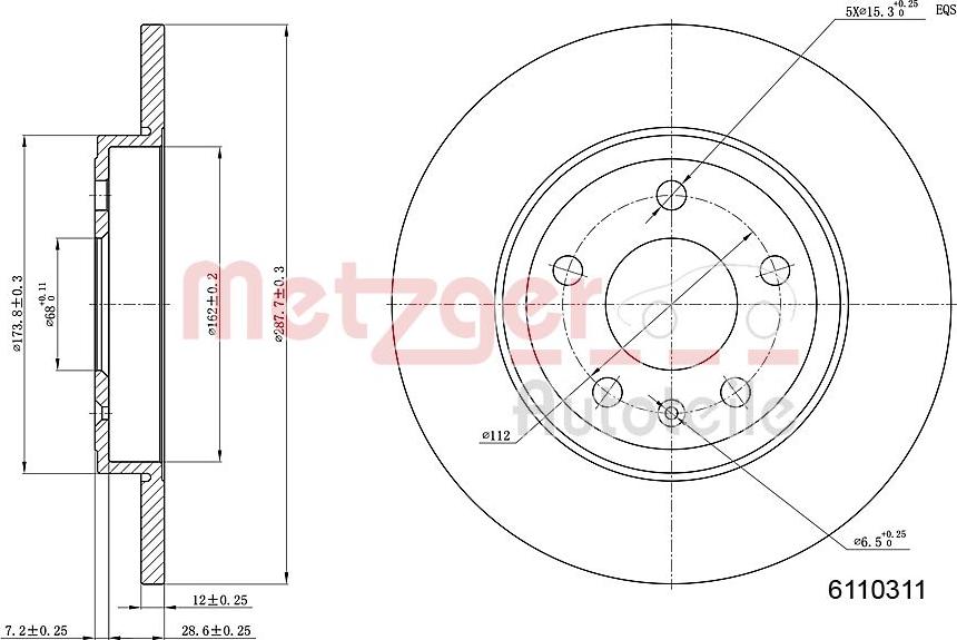 Metzger 6110311 - Гальмівний диск autozip.com.ua