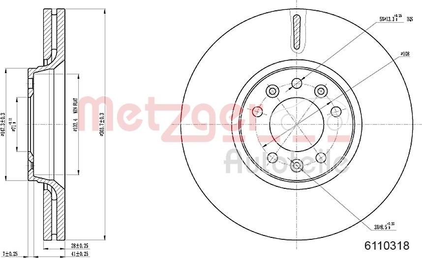 Metzger 6110318 - Гальмівний диск autozip.com.ua