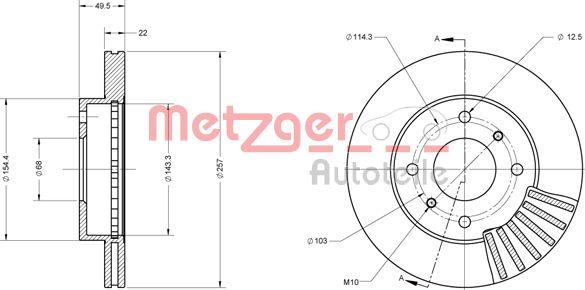 Metzger 6110312 - Гальмівний диск autozip.com.ua