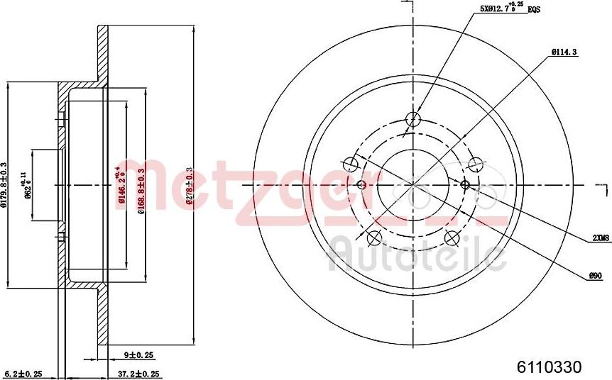 Metzger 6110330 - Гальмівний диск autozip.com.ua