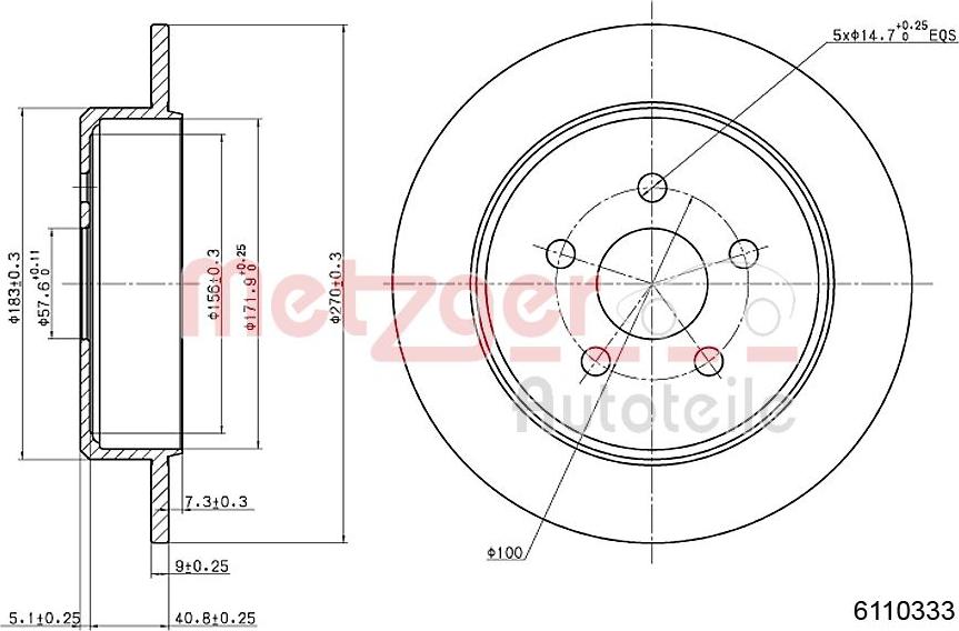 Metzger 6110333 - Гальмівний диск autozip.com.ua