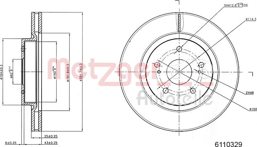 Metzger 6110329 - Гальмівний диск autozip.com.ua