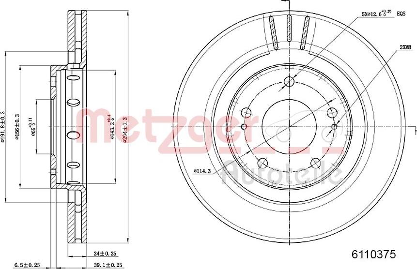 Metzger 6110375 - Гальмівний диск autozip.com.ua