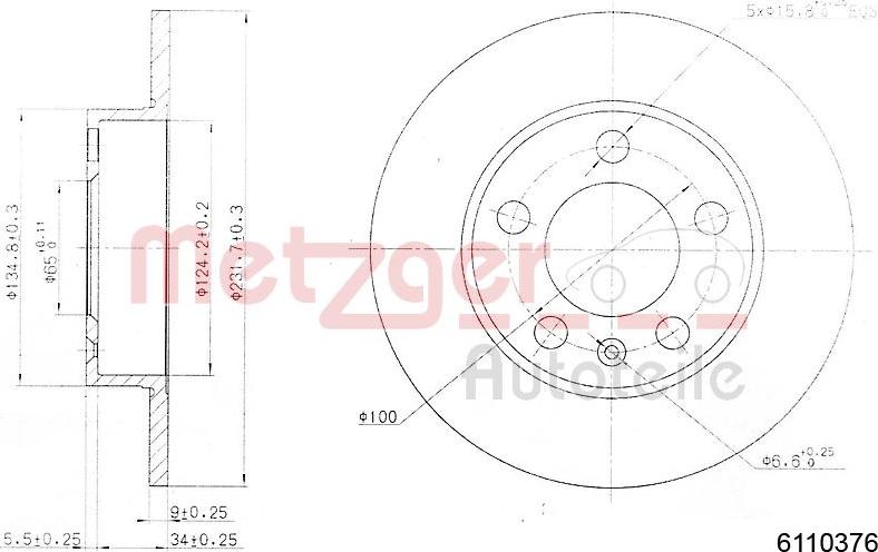 Metzger 6110376 - Гальмівний диск autozip.com.ua