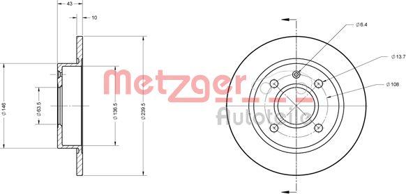 Metzger 6110243 - Гальмівний диск autozip.com.ua