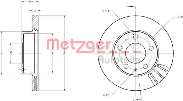 Metzger 6110252 - Гальмівний диск autozip.com.ua