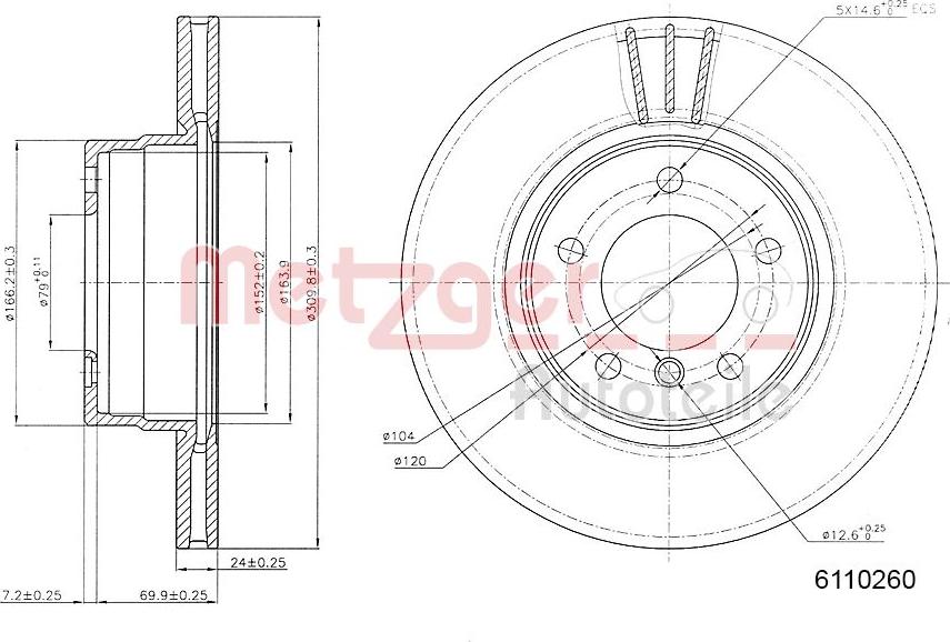 Metzger 6110260 - Гальмівний диск autozip.com.ua