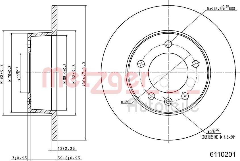 Metzger 6110201 - Гальмівний диск autozip.com.ua