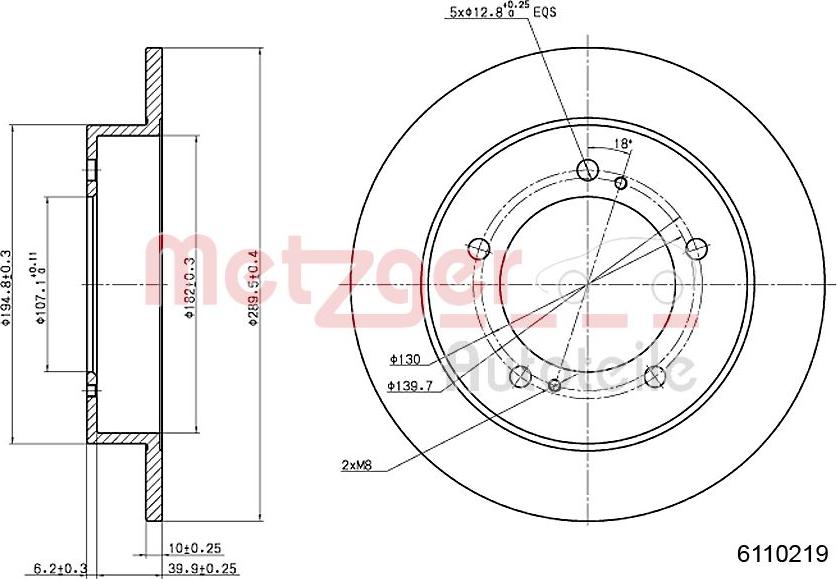 Metzger 6110219 - Гальмівний диск autozip.com.ua