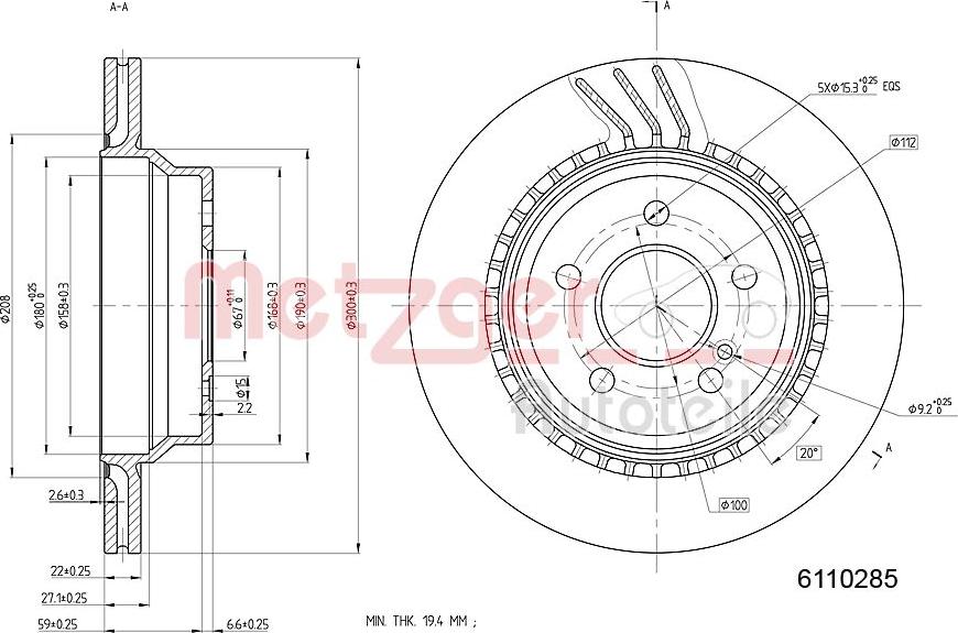 Metzger 6110285 - Гальмівний диск autozip.com.ua