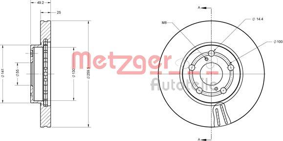 Metzger 6110280 - Гальмівний диск autozip.com.ua